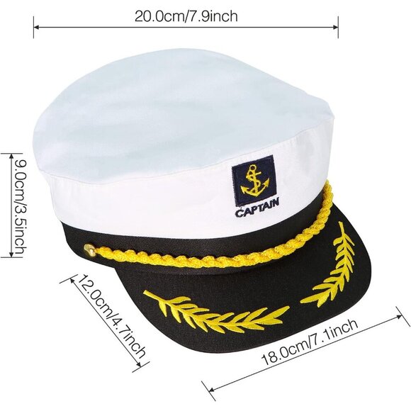 Sailor Captain Hat Cotton Unisex Adjustable Nautical Costume Accessory - Picture 4 of 8